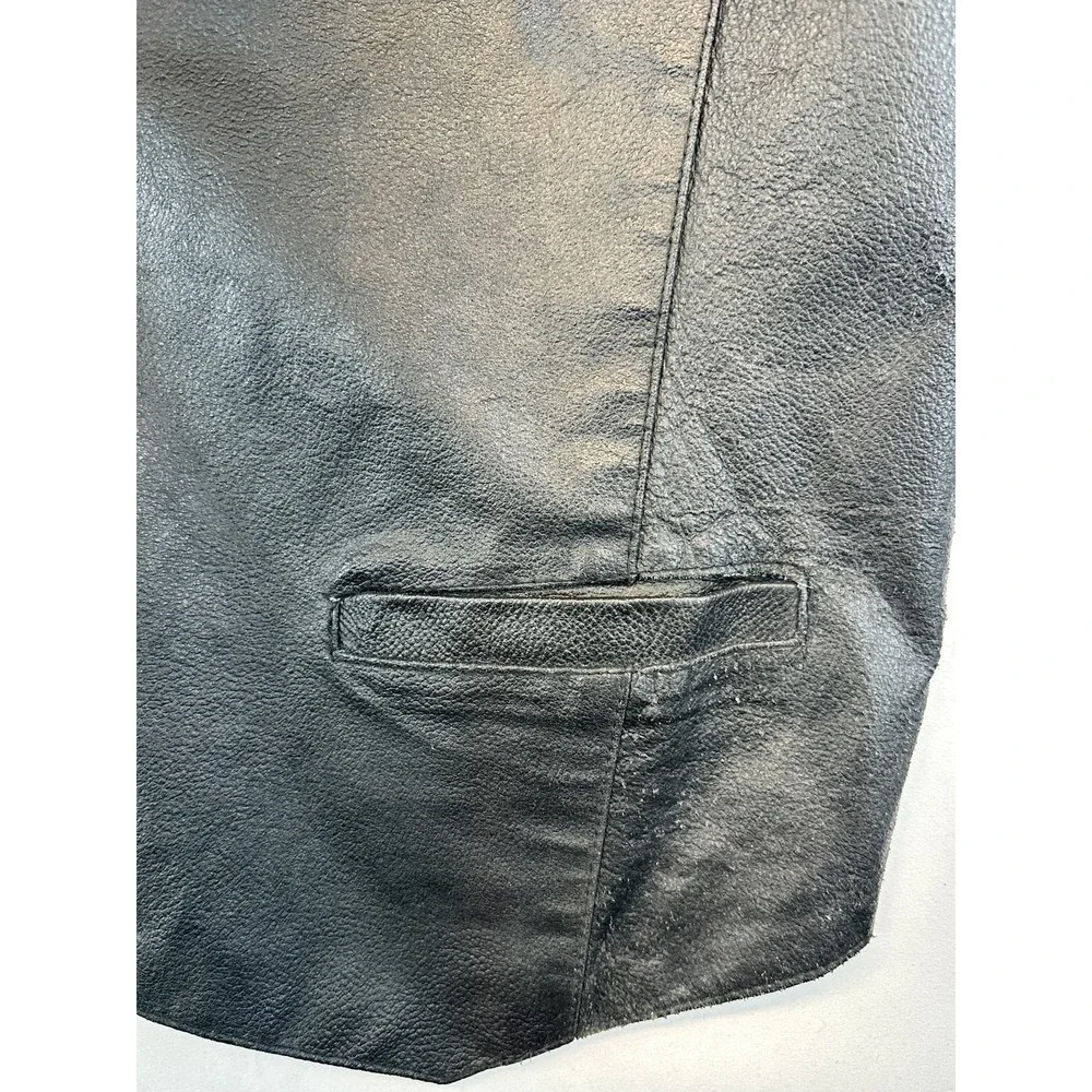 Permit Platinum Leather Vest Large Black Western Biker Cowboy Motorcycle Rugged
